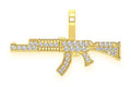 Ak47 Diamond Pendant 14K Solid Gold - 1.02 CTW