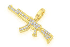 Ak47 Diamond Pendant 14K Solid Gold - 1.02 CTW
