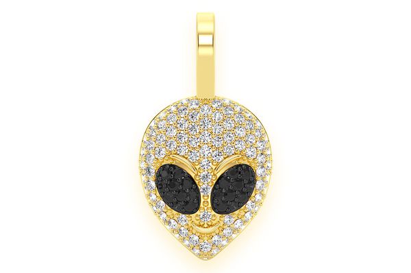 Alien Head Emoji Pendant 10K Solid Gold - 0.50 CTW