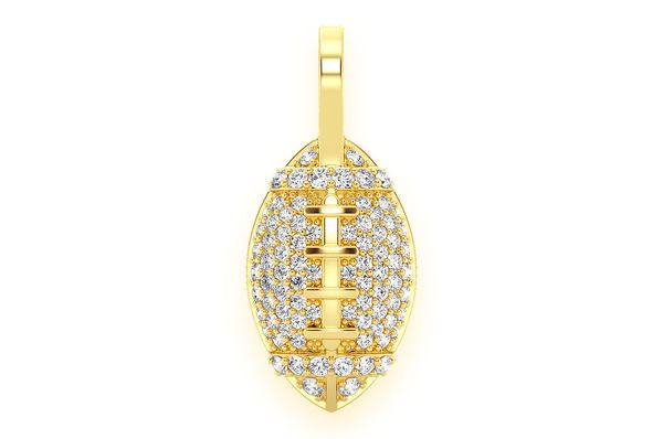 American Football Diamond Pendant 14K Solid Gold - 0.95 CTW