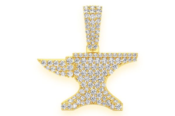 10K Solid Gold Diamond Anvil Pendant - 0.90 CTW