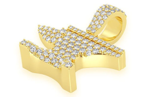 10K Solid Gold Diamond Anvil Pendant - 0.90 CTW