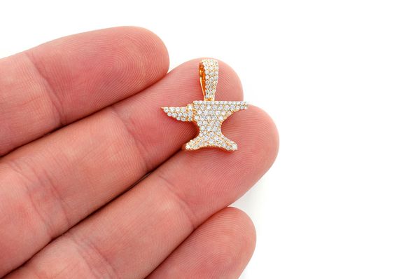 10K Solid Gold Diamond Anvil Pendant - 0.90 CTW