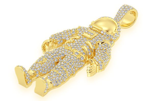 Natural Diamond Astronaut Pendant 10K Gold Pendant - 8.00 CTW