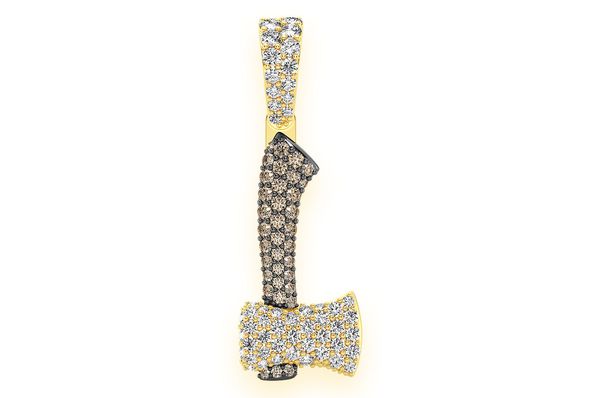 Axe Diamond Pendant 14K Solid Gold - 1.20 CTW
