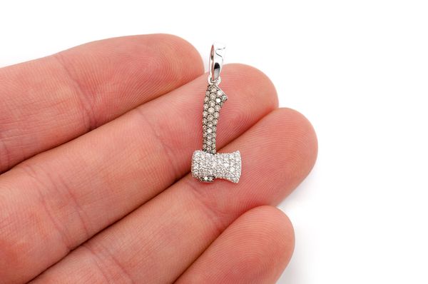 Axe Diamond Pendant 14K Solid Gold - 1.20 CTW