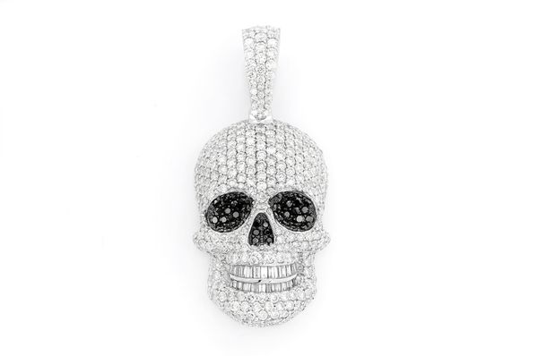 Baguette Diamond Skull Pendant - 6.00 CTW