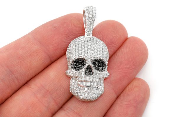 Baguette Diamond Skull Pendant - 6.00 CTW