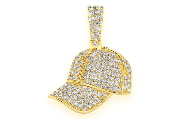 Baseball Cap Diamond Pendant 14K Solid Gold - 0.7 CTW