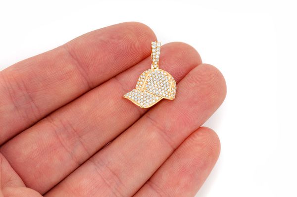 Baseball Cap Diamond Pendant 14K Solid Gold - 0.7 CTW