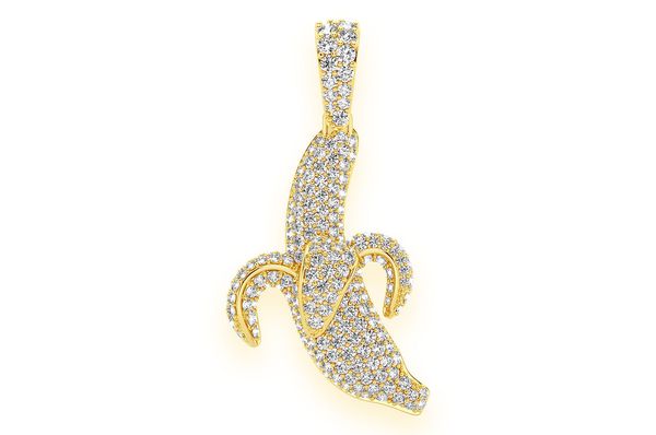 Banana Peel Diamond Pendant 14K Solid Gold - 1.20 CTW