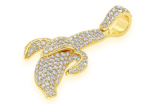 Banana Peel Diamond Pendant 14K Solid Gold - 1.20 CTW