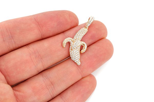 Banana Peel Diamond Pendant 14K Solid Gold - 1.20 CTW