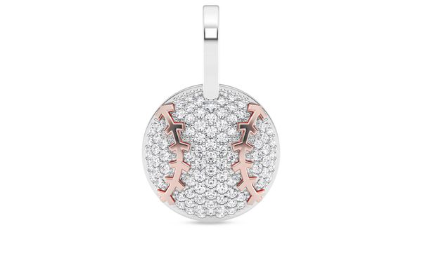 10K Gold Diamond Baseball Pendant - 1.00 CTW