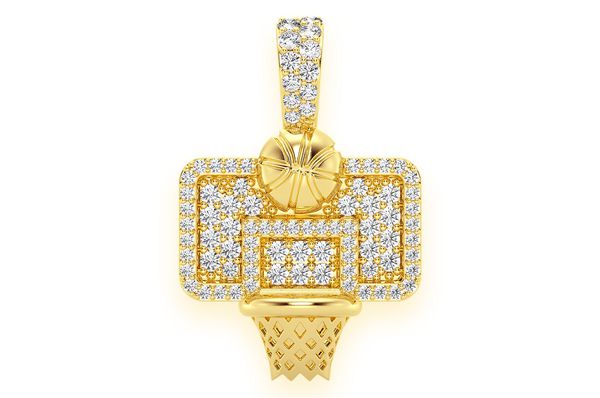 14K Gold Diamond Basketball Pendant - 1.00 CTW