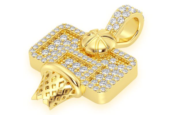 14K Gold Diamond Basketball Pendant - 1.00 CTW