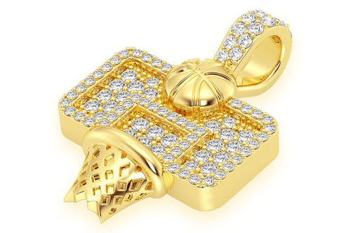 14K Gold Diamond Basketball Pendant - 1.00 CTW