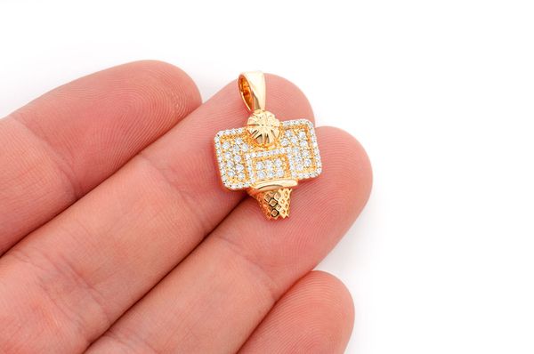 14K Gold Diamond Basketball Pendant - 1.00 CTW