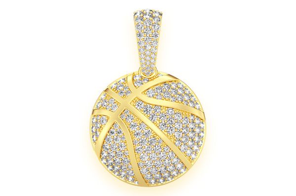 14K Gold Custom Basketball Pendant - 2.15 CTW