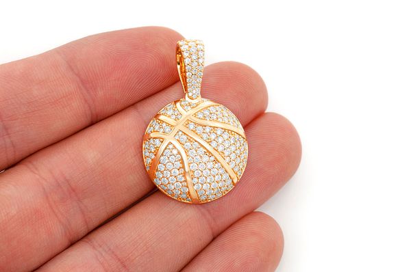 14K Gold Custom Basketball Pendant - 2.15 CTW