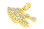 14K Solid Gold Lab Grown VVS Battle Tank Pendant - 0.29 CTW