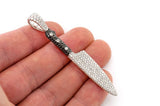 Custom Black Diamond Kitchen Knife Gold Pendant