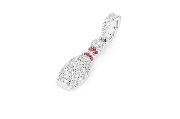 14K Solid Gold Bowling Diamond Pendant - 0.50 CTW