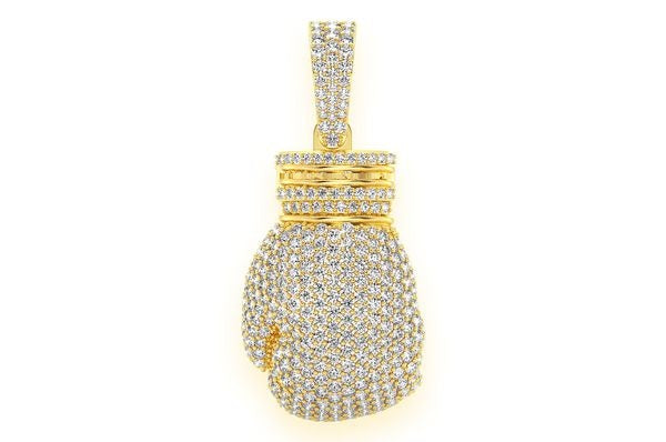 Boxing Glove Diamond Pendant 14K Solid - Gold 3.50 CTW