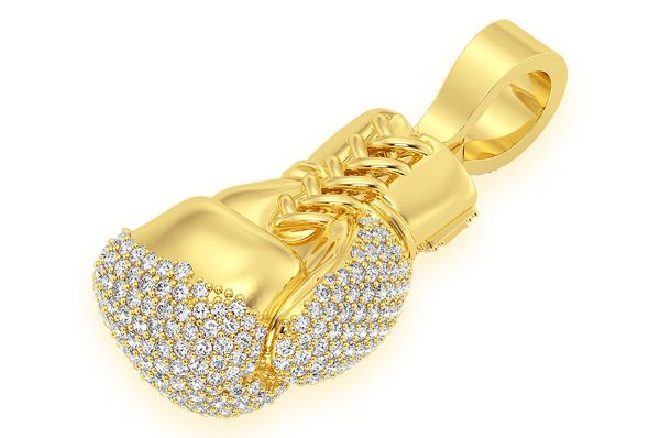 Boxing Glove Diamond Pendant 14K Solid - Gold 3.50 CTW