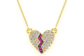 Broken Heart Diamond Pendant 14K Solid Gold - 0.35 CTW