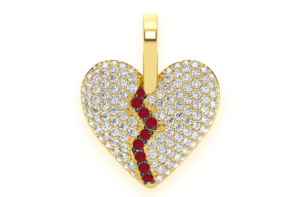 Broken Heart Diamond Pendant 10K Solid Gold - 0.50 CTW