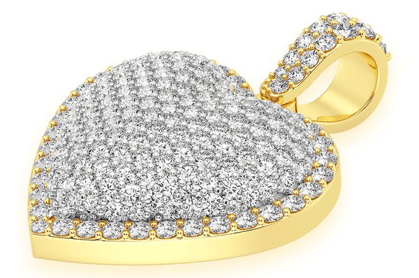 Bubbly Border Heart Diamond Pendant 10K Solid Gold - 2.00 CTW