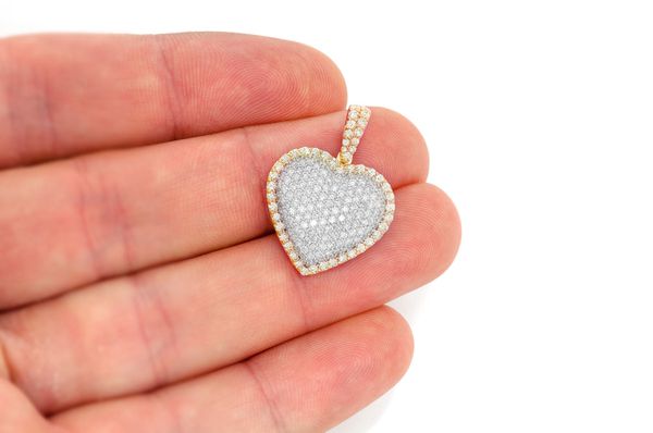 Bubbly Border Heart Diamond Pendant 10K Solid Gold - 2.00 CTW