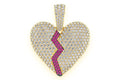 Bubbly Broken Heart Diamond Pendant 10K Solid Gold - 4.00 CTW