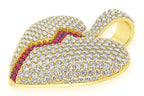 Bubbly Broken Heart Diamond Pendant 10K Solid Gold - 4.00 CTW