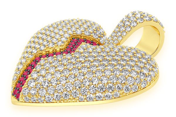 Bubbly Broken Heart Diamond Pendant 10K Solid Gold - 4.00 CTW