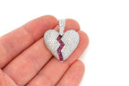 Bubbly Broken Heart Diamond Pendant 10K Solid Gold - 4.00 CTW