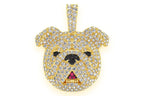 Bulldog Diamond Pendant 14K Solid Gold 1.66 CTW