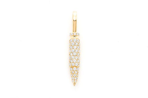 Natural VVS Diamond Bullet Pendant 10K Solid Gold - 0.66 CTW