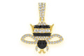 Bumble Bee Black & White Diamond Pendant 14K Solid Gold - 0.50 CTW