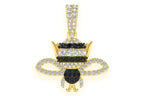 Bumble Bee Black & White Diamond Pendant 14K Solid Gold - 0.50 CTW