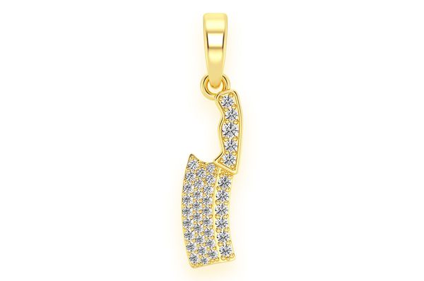 Butcher's Knife Diamond Pendant 14K Solid Gold - 0.35 CTW