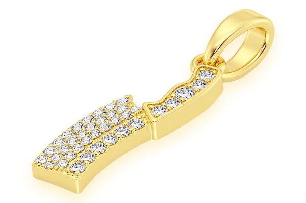 Butcher's Knife Diamond Pendant 14K Solid Gold - 0.35 CTW