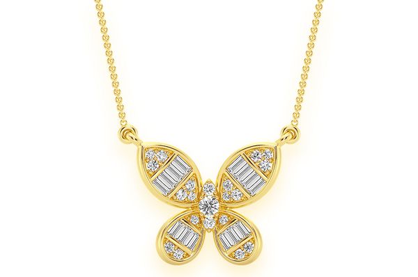 Baguette Diamond Butterfly Pendant in 10K Gold - 0.33 CTW