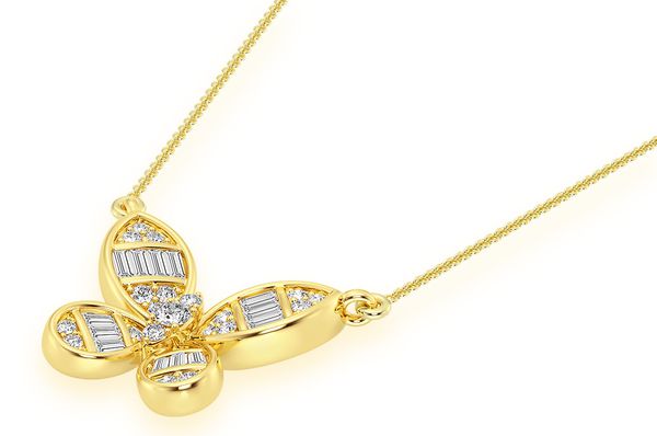 Baguette Diamond Butterfly Pendant in 10K Gold - 0.33 CTW