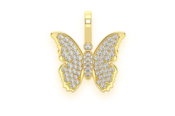 Butterfly Diamond Pendant 14K Solid Gold - 0.40 CTW