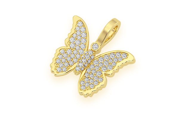 Butterfly Diamond Pendant 14K Solid Gold - 0.40 CTW