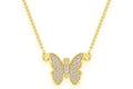 Butterfly Diamond Necklace Connected 14K Solid Gold - 0.20 CTW