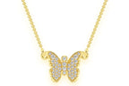 Butterfly Diamond Necklace Connected 14K Solid Gold - 0.20 CTW
