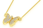 Butterfly Diamond Necklace Connected 14K Solid Gold - 0.20 CTW
